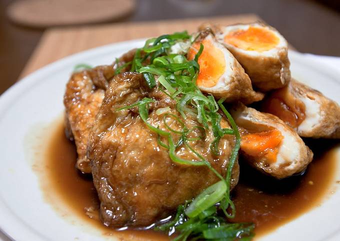 Braised Aburaage 'Kinchaku' Pouches Stuffed with Eggs Recipe