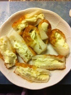 A picture of Chikuwa with Wasabi and Cream Cheese.