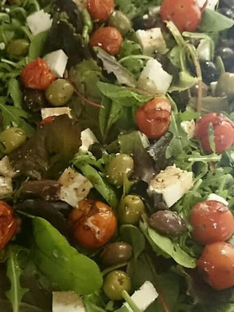 Easy Steps to Prepare Roasted cherry tomato, feta and mixed olive salad the Delicious So Delicious
