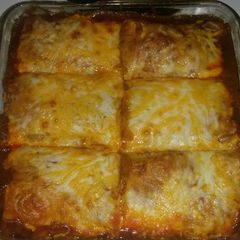 A picture of Beef enchilladas.