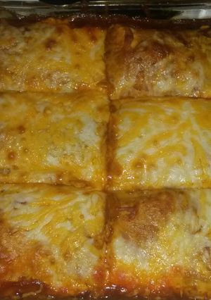 A picture of Beef enchilladas.