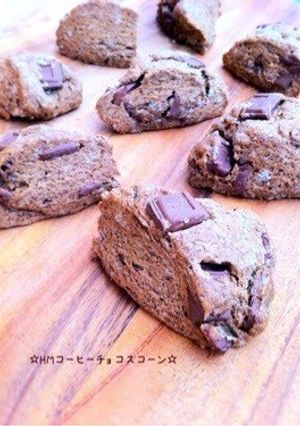 A picture of Coffee & Chocolate Scones with Pancake Mix.