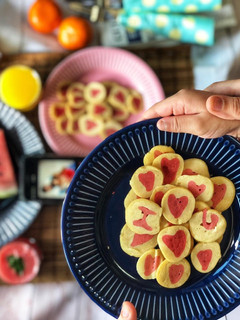 A picture of Heart Shaped Pancakes perfect Sunday breakfast.