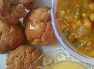 A picture of Dal  Bati With  Air  Fryer / Gujrati Recipe.