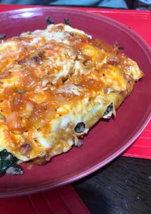 Una foto de Canelones de carne y espinacas