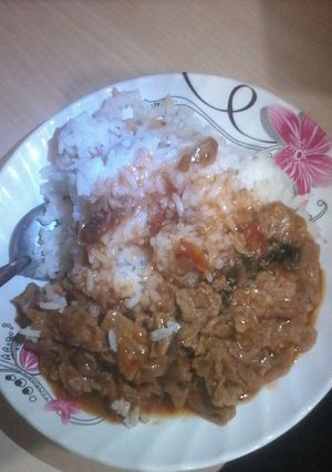 A picture of Plain rice and sosi#festive contest kakamega.