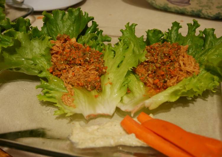 Steps to Make Any-night-of-the-week Buffalo Chicken Lettuce Wraps with Ranch Carrot Relish