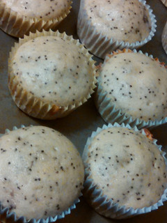 A picture of Cranberry poppyseed muffins.
