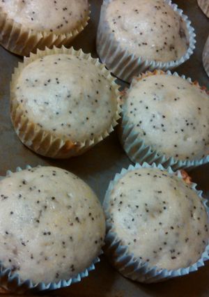 A picture of Cranberry poppyseed muffins.