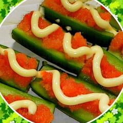 A picture of Mentaiko Mayonnaise Cucumber Boats.