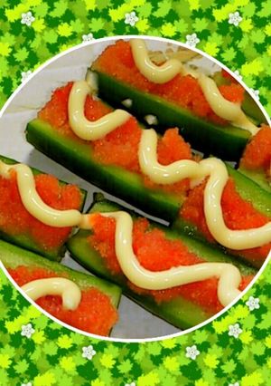A picture of Mentaiko Mayonnaise Cucumber Boats.