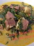 Gulai daun pepaya cah jantung sapi