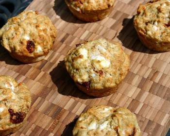 Easy Recipe Sophies feta sundried tomato and pesto muffins Practical Delicious