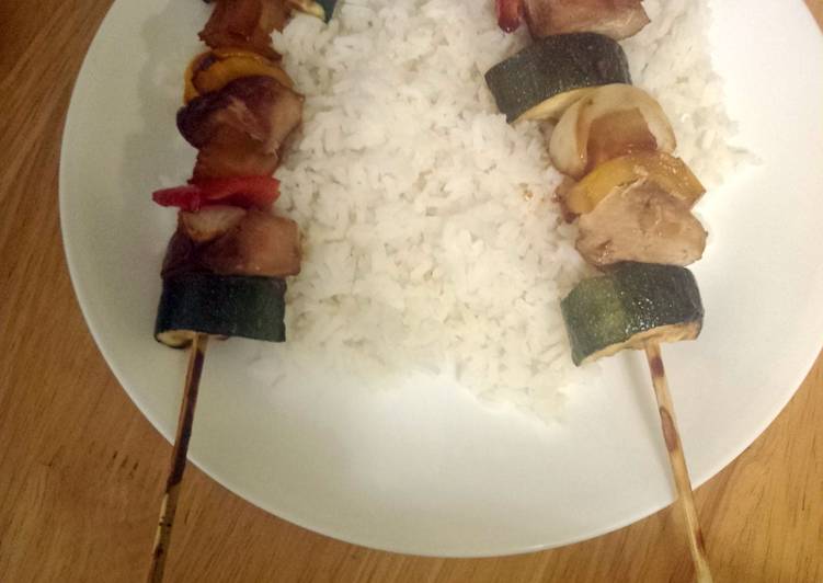 Recipe of Homemade pineapple teriyaki chicken shish kabobs