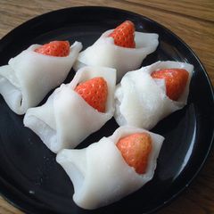 A picture of Wrapped Ichigo Daifuku (Strawberry Dumplings) For Girls' Day Festival.