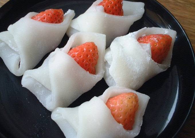Wrapped Ichigo Daifuku (Strawberry Dumplings) For Girls' Day Festival