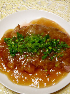 A picture of Pork Loin with Piping Hot & Thick Daikon Radish Sauce.