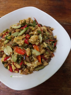 Foto resep Orak arik Telur Ikan Asin Peda Pete