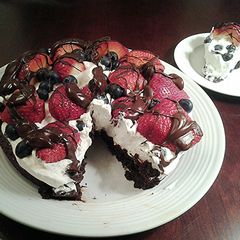A picture of Berry Brownie Torte.