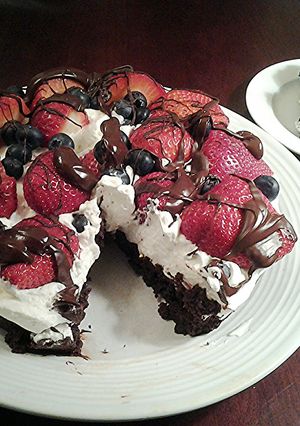 A picture of Berry Brownie Torte.