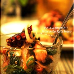 A picture of Spicy Sautéed Octopus and Ong Choy (Chinese Water Spinach) in 10 minutes.