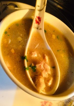 A picture of Lemon grass chicken shorba recipe by chef Ajay Siotra.