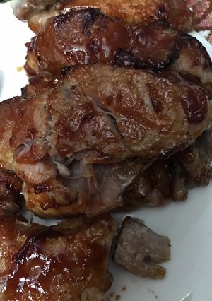 A picture of BBQ country style ribs in the Ninja foodie.