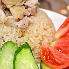 A picture of Foolproof Chicken Rice in a Rice Cooker.