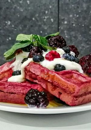 Una foto de Pink waffles