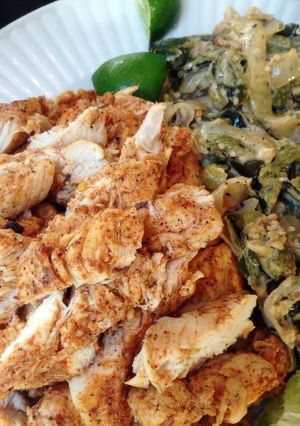 A picture of Chicken Fajitas with Rajas con Crema.
