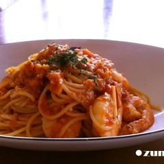 A picture of Shrimp Tomato Cream Pasta.