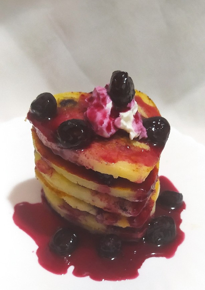 Una foto de Hotcakes o Pancakes Con Arándanos Sin Gluten