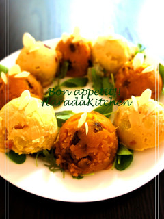 A picture of Kabocha Squash and Raisin Salad for Halloween.