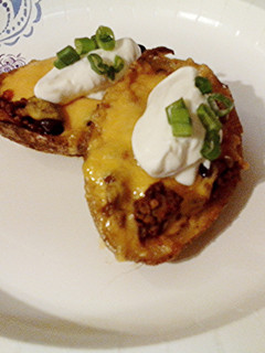 A picture of Chili Cheese Potato Skins.