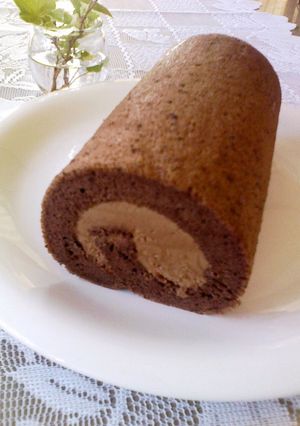 A picture of Melt in Your Mouth Chocolate Chiffon Roll Cake.