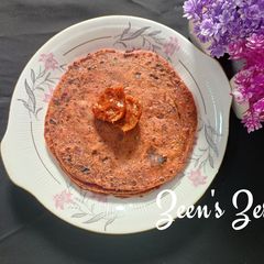 A picture of Beetroot Coriander Parathas.