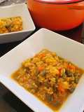 Arroz de verduras, hecho con caldo de restos de pavo navideño y gravy
