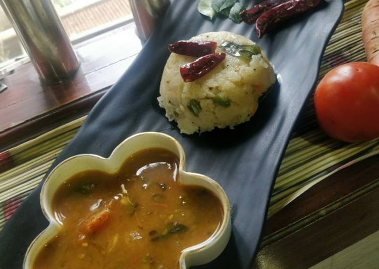 Vegetable Upma with Sambhar