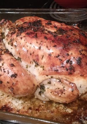 A picture of Roasted Rice Stuffed Chicken.