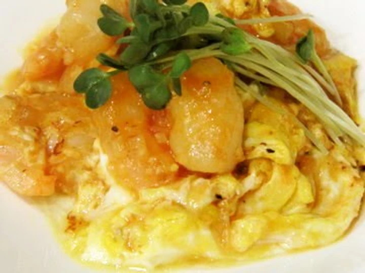 Easy Steps to Prepare Recipes Fluffy Egg and Shrimp Chili Stir-Fry the Delicious Appealing.
