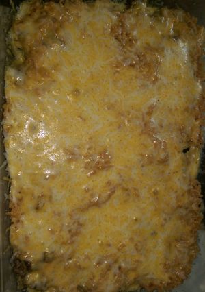 A picture of Easy cheesy Spanish rice casserole.