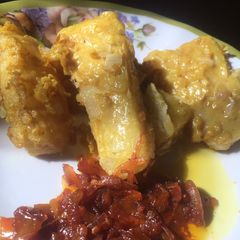 Flour coated fried Yam A picture of Flour coated fried Yam.