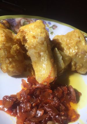 A picture of Flour coated fried Yam.