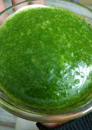 A picture of Hare dhaniye ki chutney.