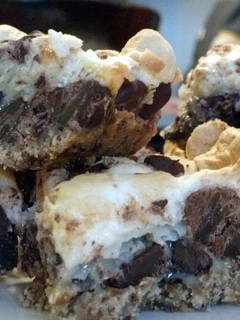 A picture of Bee's coconut pretzel bars.