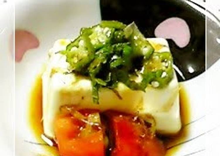 Steps to Make Quick Chilled Tofu with Okra, Shiso and Ponzu Sauce