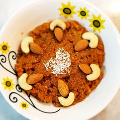 A picture of Carrot dessert or gajarhalwa.