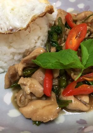 รูปของ ข้าว กะเพราไก่ไข่ดาว