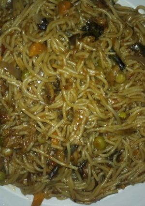 A picture of Brown spaghetti.