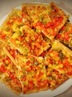 Una foto de Coca de Trempó (verduras variadas)